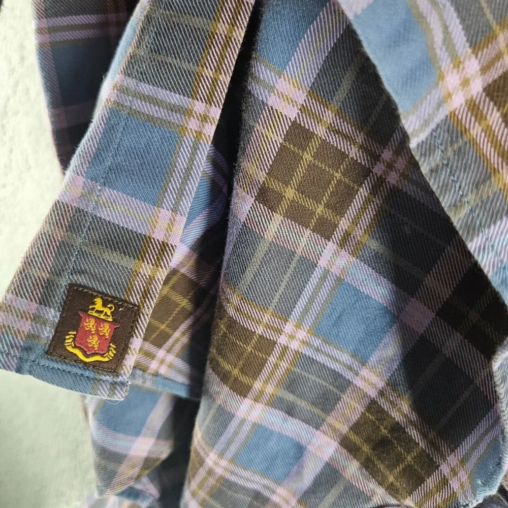 Robert Talbott Classic Long Sleeve Button‎ Shirt Men's Size M Blue Check Plaid